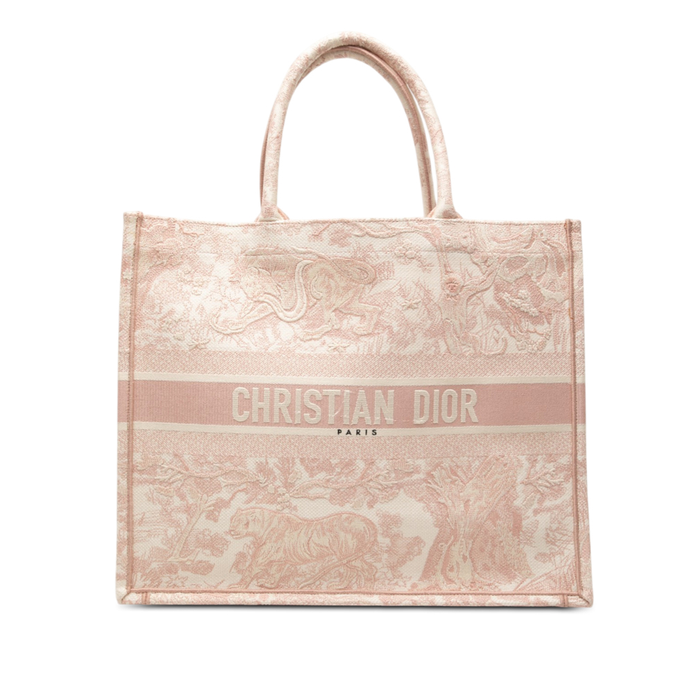 Pre-Loved Dior Large Canvas Embroidered Dioriviera Toile De Jouy Book Tote